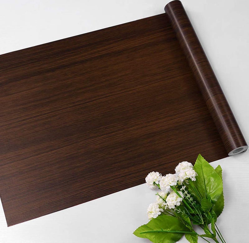 Waddllcor Dark Wood Grain Contact Paper Decorative Walnut Wood Look Self Adhesive Shelf Liner Kitchen Cabinets Shelves Door Sticker 17.7 Inch by 78 Inch - Image 2